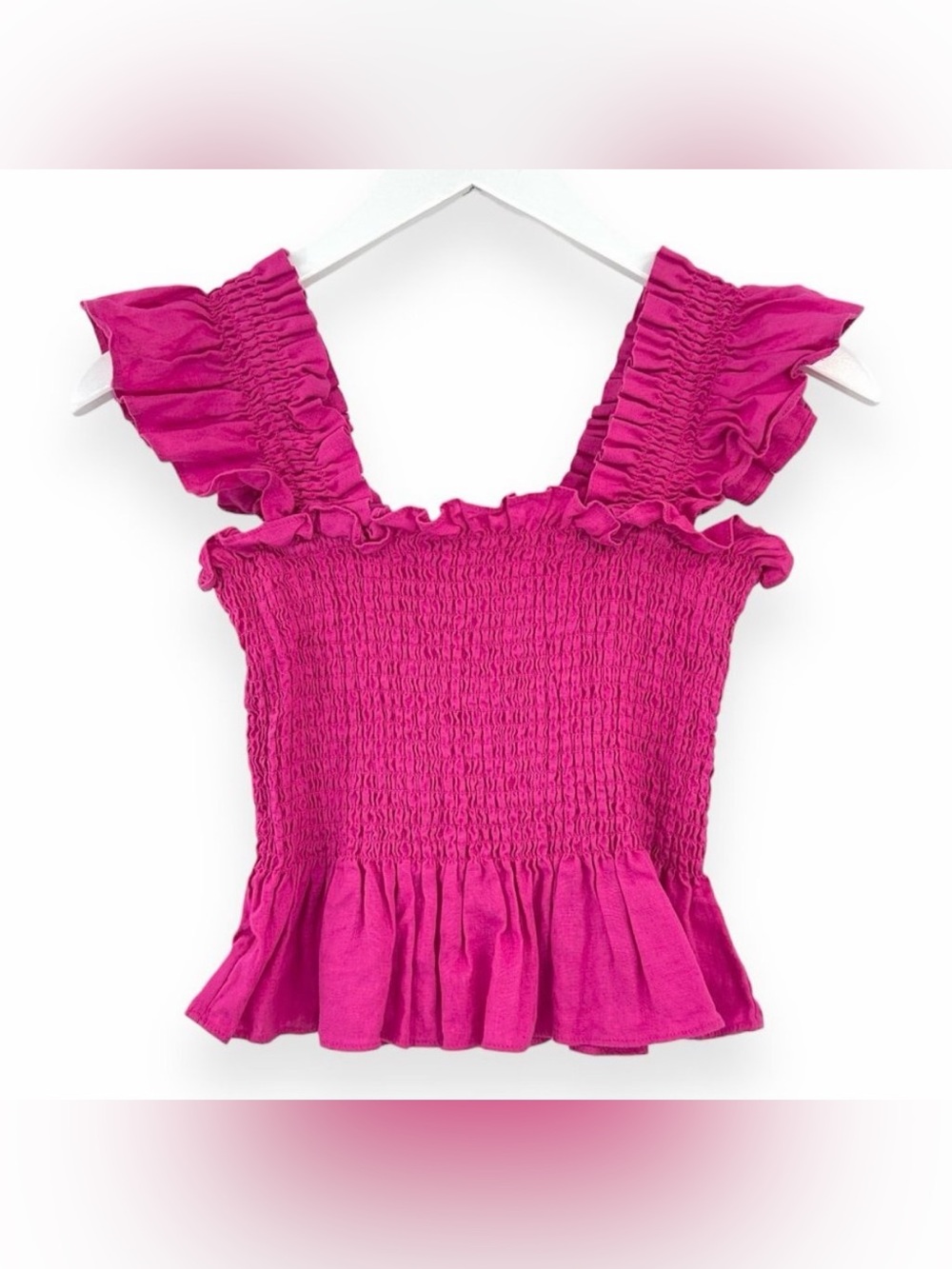 Hill House Pink "The Paz" Linen Nap Top Ruffle sz XS - Picture 4 of 11